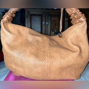 Furla EUC Snake Embossed Slouchy Hobo  Bag